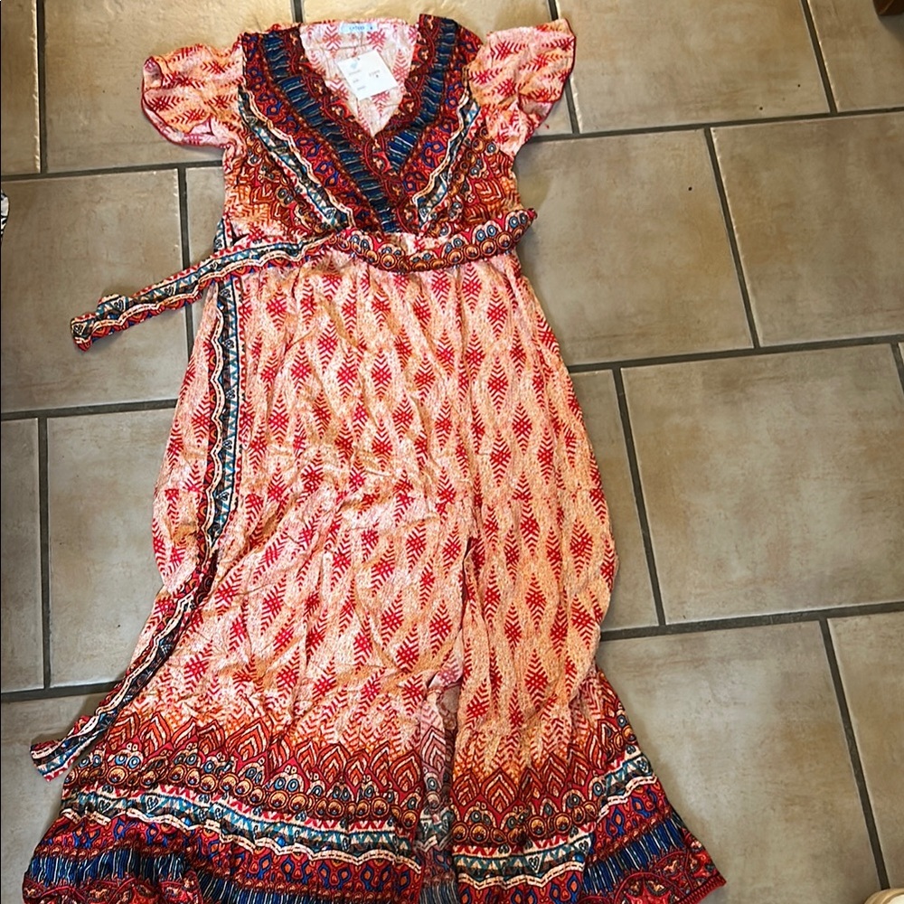 NWT Amazon Medium maxi Aztec Patterned Maxi Dress - Picture 2 of 3
